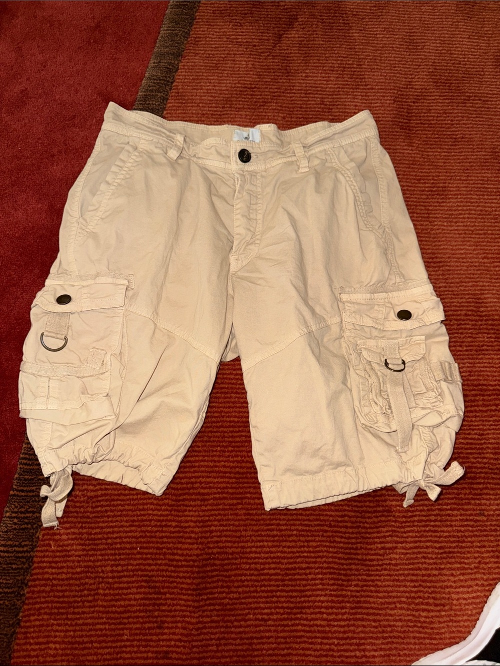 Women's Light Beige Cargo Bermuda Shorts with Utility Pockets
